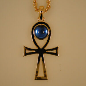Ankh Necklace with Blue Sapphire