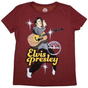 Elvis Presley T-Shirt: Sun Records Elvis med mikrofon (Women Version in Red)