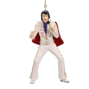 Elvis Juleophæng - White Suit med Glimmer Kappe