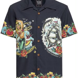 Rockabilly Skjorte - Sort med print